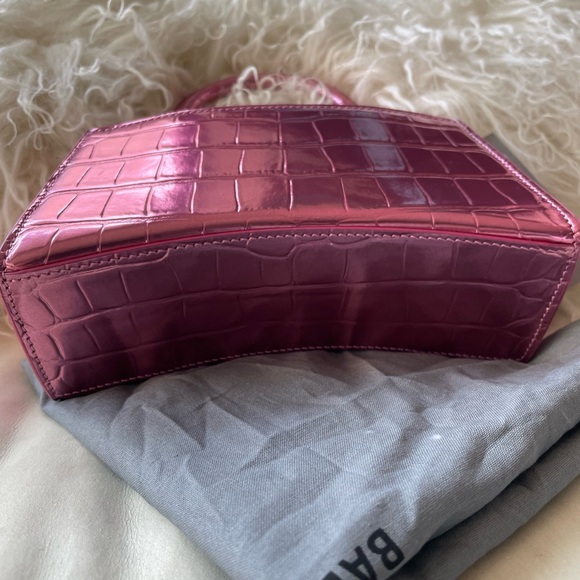 ❌SOLD❌Balenciaga Hourglass Pink Metallic Calfskin Croc Embossed Bag XS BRAND NEW - Picture 4 of 11